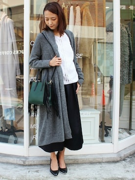 「ロングカーディガン」｜Yuriさん（レディース・156cm）の秋コーディネート