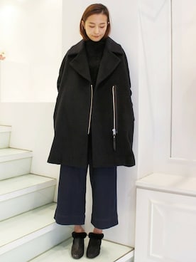 「edit for lulu」｜「アイテム（その他アウター）」を使った、Yuriさん（レディース・156cm）の冬コーディネート
