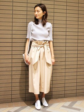 「EDIT. FOR LULU（エディットフォールル）のMSGM コットンリボン ワイドキュロット◆（その他パンツ）」を使った、Yuriさん（レディース・156cm）の春コーディネート