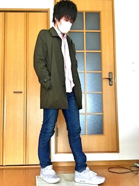 「アイテム（ステンカラーコート）」を使った、あつつさん（メンズ・173cm・10代）の春コーディネート