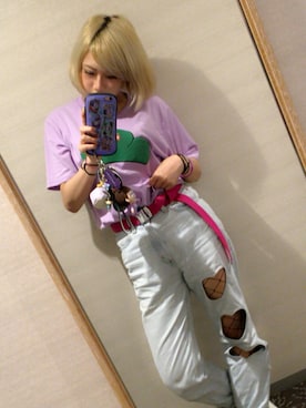 「WC（ダブル シー）のアイテム（デニムパンツ）」を使った、しょこたさん（レディース・160cm）の夏コーディネート