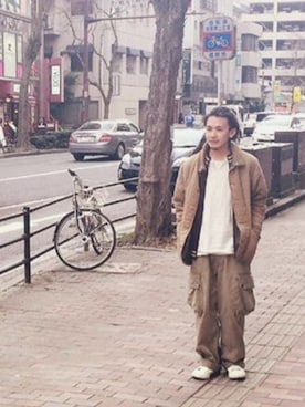 「CONVERSE（コンバース）のCONVERSE コンバース ONE STAR(A) 32340280 OX *WHITE/BLACK （スニーカー）」を使った、ぐーさん（メンズ・170cm）の冬コーディネート