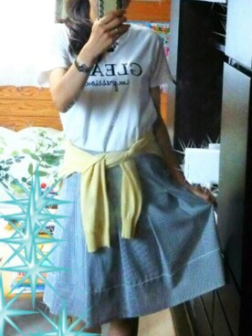 「hyphen world galleryのアイテム（Tシャツ/カットソー、ホワイト系）」を使った、chiharuさん（レディース・158cm）の夏コーディネート