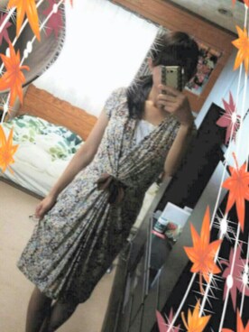 「Sinequanone（シネカノン）のアイテム（ワンピース、ベージュ系）」を使った、chiharuさん（レディース・158cm）の秋コーディネート