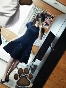 「Sinequanone（シネカノン）の紺のワンピース（ワンピース、ブルー系）」を使った、chiharuさん（レディース・158cm）の秋コーディネート