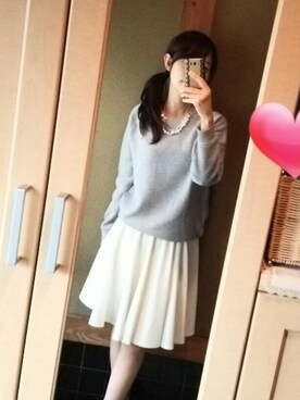 「LEPSIMのアイテム（Tシャツ/カットソー、グレー系）」を使った、chiharuさん（レディース・158cm）の秋コーディネート