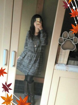 「Heather（ヘザー）のアイテム（ワンピース、グレー系）」を使った、chiharuさん（レディース・158cm）の秋コーディネート