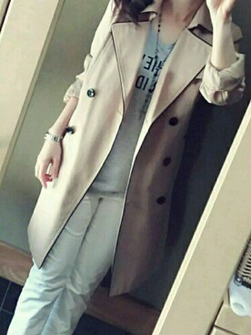 「colza（コルザ）のアイテム（トレンチコート、ベージュ系）」を使った、chiharuさん（レディース・158cm）の春コーディネート