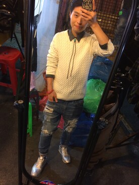 「アイテム（ニット/セーター）」を使った、Relyさん（キッズ・157cm）の冬コーディネート