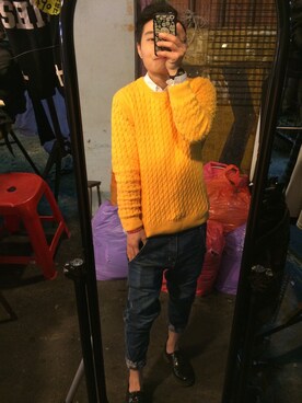 「アイテム（ニット/セーター）」を使った、Relyさん（キッズ・157cm）の冬コーディネート