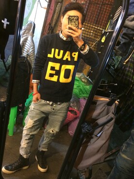 「アイテム（ニット/セーター）」を使った、Relyさん（キッズ・157cm）の冬コーディネート