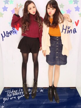 「RETRO GIRL（レトロガール）のアイテム（ダッフルコート）」を使った、ひなのん（溝口雛乃）さん（レディース・173cm）の冬コーディネート