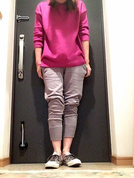 「ピンクニット」｜RIさん（レディース・161cm）の秋コーディネート