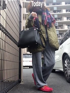 「FENDI」｜「アイテム（ブルゾン）」を使った、RIさん（レディース・161cm）の冬コーディネート