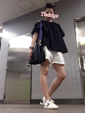 「RCWB（アールシーダブリュービー）のアイテム（パンツ）」を使った、RIさん（レディース・161cm）の夏コーディネート