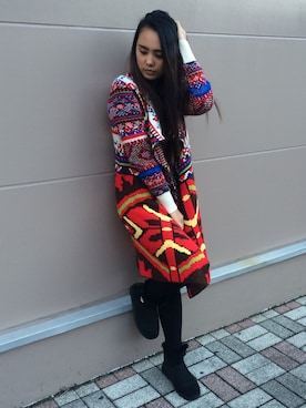 「Desigual（デシグアル）のアイテム（カーディガン/ボレロ）」を使った、Naomi Takahashiさん（レディース・165cm）の秋コーディネート