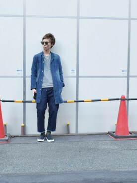 「スウエット」｜「アイテム（デニムジャケット）」を使った、hiroさん（メンズ・170cm）の秋コーディネート