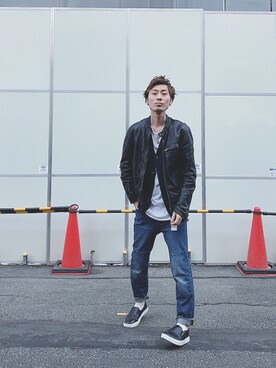 「JOURNAL STANDARD relume（ジャーナルスタンダード　レリューム）のアイテム（ライダースジャケット）」を使った、hiroさん（メンズ・170cm）の秋コーディネート