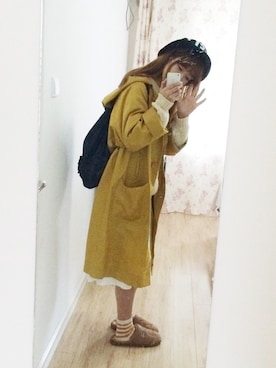 「アイテム（トレンチコート、ゴールド系）」を使った、Misakiさん（レディース・170cm）の秋コーディネート