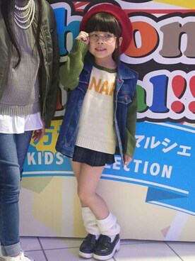「KANGOL（カンゴール）のアイテム（ジャケット/アウター）」を使った、しょこらさん（キッズ・110cm）の秋コーディネート