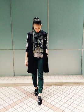 「Abercrombie&Fitch（アバークロンビーアンドフィッチ）のアイテム（タンクトップ）」を使った、Ms.Rさん（レディース・168cm）の秋コーディネート