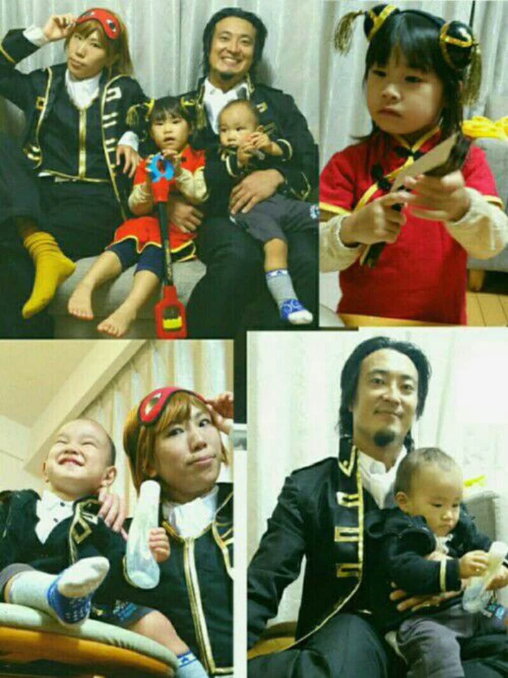 「銀魂、コスプレ、仮装、ハロウィン、手作り、親バカ、WEAR HALLOWEEN 2016、沖田総悟、神楽、土方」｜「no brandのボーダーシャツ&黄色シャツ（Tシャツ/カットソー、レッド系）」を使った、あきらん＠親子でコスプレイヤーさん（レディース・165cm）の秋コーディネートの1枚目の写真