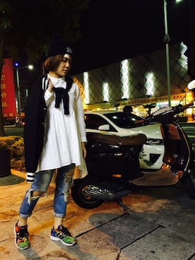 「AAPE BY A BATHING APE（エーエイプバイアベイシングエイプ）のアイテム（スタジャン）」を使った、Kiwiさん（レディース・159cm）の冬コーディネート