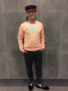「DOLCE&GABBANA（ドルチェアンドガッバーナ）のアイテム（モカシン/デッキシューズ）」を使った、Aldred YLさん（メンズ・165cm）の秋コーディネート