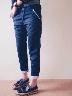 「The Urban Loftのアイテム（その他パンツ、ブルー系）」を使った、TheUrbanLoftさん（メンズ・168cm）の冬コーディネート