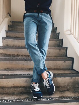 「The Urban Loftのアイテム（デニムパンツ、ブルー系）」を使った、TheUrbanLoftさん（メンズ・168cm）の冬コーディネート
