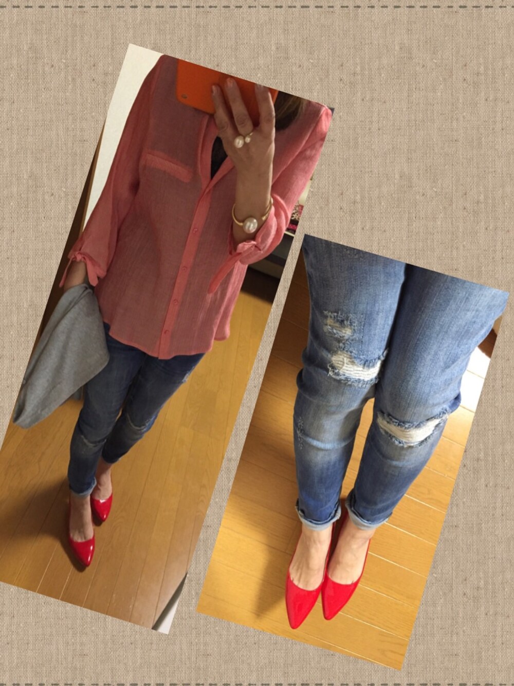 「大振りアクセサリー、ZARA」｜「ZARAのアイテム（シャツ/ブラウス、ピンク系）」を使った、朱南**さん（レディース・156cm）の春コーディネートの1枚目の写真