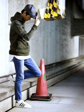 「JUNRED（ジュンレッド）のアイテム（レッグウェア）」を使った、KURE.さん（メンズ・174cm）の冬コーディネート