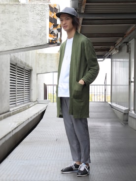 「EDITION（エディション）のアイテム（帽子）」を使った、KURE.さん（メンズ・174cm）の春コーディネート