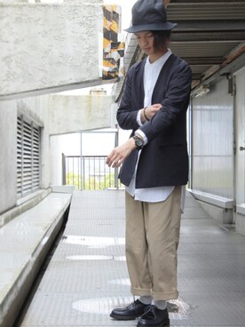 「JUNRED（ジュンレッド）のアイテム（レッグウェア）」を使った、KURE.さん（メンズ・174cm）の春コーディネート