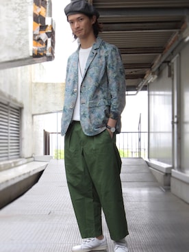 「JUNRED（ジュンレッド）のアイテム（ハンチング/ベレー帽）」を使った、KURE.さん（メンズ・174cm）の夏コーディネート