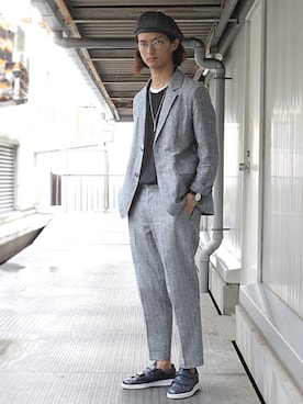 「JUNRED（ジュンレッド）のアイテム（ハンチング/ベレー帽）」を使った、KURE.さん（メンズ・174cm）の夏コーディネート