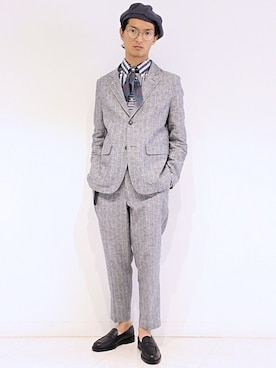 「JUNRED（ジュンレッド）のアイテム（ハンチング/ベレー帽）」を使った、KURE.さん（メンズ・174cm）の夏コーディネート
