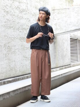 「JUNRED（ジュンレッド）のアイテム（ハンチング/ベレー帽）」を使った、KURE.さん（メンズ・174cm）の夏コーディネート