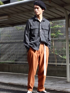 「JUNRED（ジュンレッド）のアイテム（ハンチング/ベレー帽）」を使った、KURE.さん（メンズ・174cm）の秋コーディネート