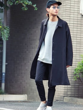 「ラフスタイル」｜「アイテム（ステンカラーコート）」を使った、KURE.さん（メンズ・174cm）の秋コーディネート
