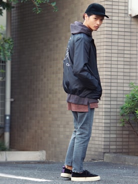「JUNRED（ジュンレッド）のアイテム（ナイロンジャケット）」を使った、KURE.さん（メンズ・174cm）の秋コーディネート