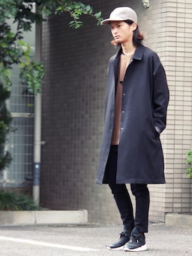「PUMA」｜「アイテム（ステンカラーコート）」を使った、KURE.さん（メンズ・174cm）の秋コーディネート
