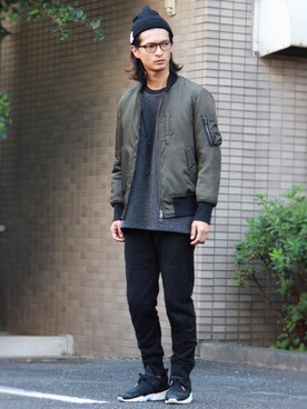 「OAMC（オーエーエムシー）のアイテム（帽子）」を使った、KURE.さん（メンズ・174cm）の秋コーディネート