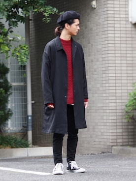 「JUNRED（ジュンレッド）のアイテム（ハンチング/ベレー帽）」を使った、KURE.さん（メンズ・174cm）の秋コーディネート