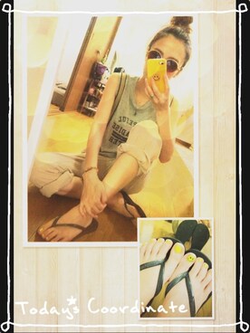 「ニコちゃん」｜「アイテム（その他シューズ）」を使った、yuu☻さん（レディース・160cm）の夏コーディネート
