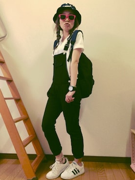 「お祭り」｜「アイテム（オールインワン・サロペット）」を使った、yuu☻さん（レディース・160cm）の夏コーディネート