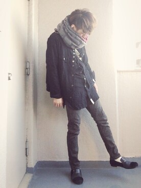 「SHAREEF（シャリーフ）のアイテム（デニムジャケット）」を使った、yataroさん（メンズ・168cm）の秋コーディネート