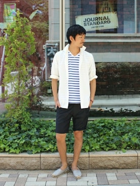 「Journal Standard TRISECT（トライセクト）のアイテム（サンダル）」を使った、Sasaさん（メンズ・173cm）の春コーディネート