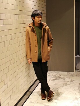 「JOURNAL STANDARD（ジャーナルスタンダード）のアイテム（ピーコート）」を使った、Sasaさん（メンズ・175cm）の冬コーディネート