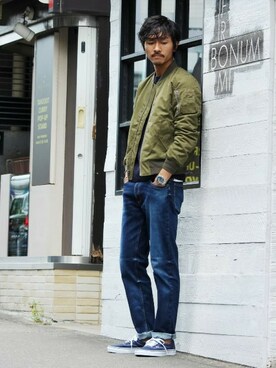 「JOURNAL STANDARD（ジャーナルスタンダード）のアイテム（MA-1）」を使った、Sasaさん（メンズ・175cm）の秋コーディネート